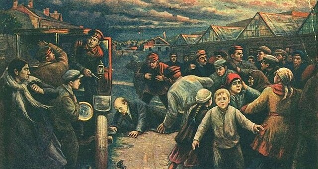 Vladimir Pchelin's depiction of the assassination attempt on Lenin