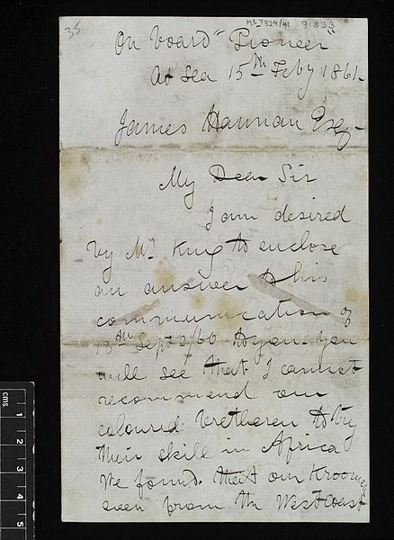 File:Letter from David Livingstone 1841 to 1865 Wellcome L0037662.jpg