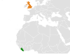 Location map for Liberia and the United Kingdom.