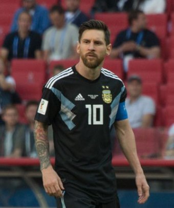 Lionel Messi displaying his squad number (10), as portrayed on his Argentina jersey in 2018