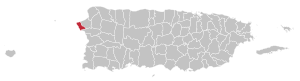 Map of Puerto Rico highlighting Rincón Municipality