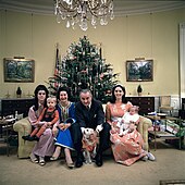 With his family in the Yellow Oval Room, Christmas 1968