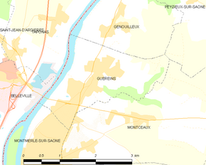 Poziția localității Guéreins