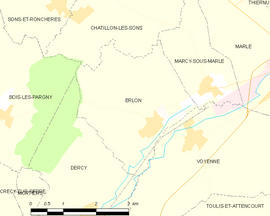 Mapa obce Erlon