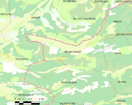 Mapa obce Briançonnet