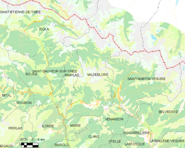 Mapa obce Valdeblore