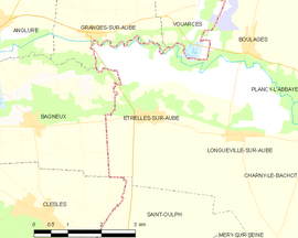 Mapa obce Étrelles-sur-Aube