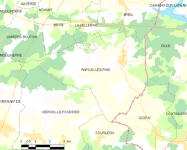 Mapa obce Parçay-les-Pins