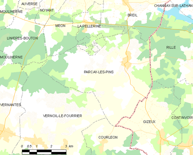 Poziția localității Parçay-les-Pins