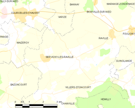 Mapa obce Servigny-lès-Raville