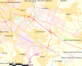 Mapa obce Saint-Priest