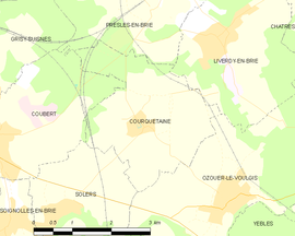 Mapa obce Courquetaine