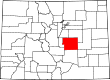 Harta statului Colorado indicând comitatul El Paso