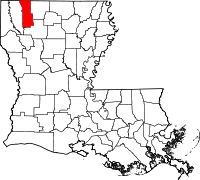 Map of Luizijana highlighting Webster Parish