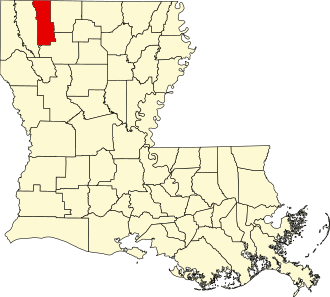 Location of Webster Parish in Louisiana Map of Louisiana highlighting Webster Parish.svg