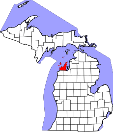 Map of Michigan highlighting Leelanau County.svg