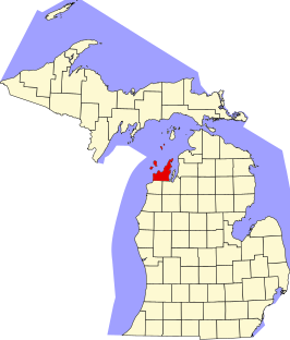 Locatie van Leelanau County in Michigan