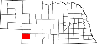 Locatie van Chase County in Nebraska