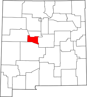 Map of New Mexico highlighting Valencia County