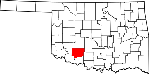 Map of Oklahoma highlighting Comanche County