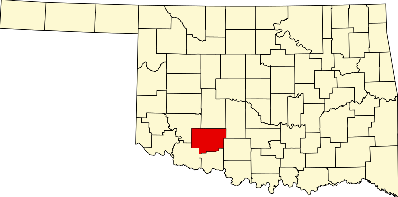 صورة:Map of Oklahoma highlighting Comanche County.svg
