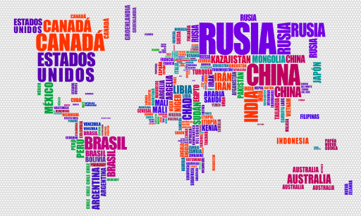 Mapamundi tipografico paises