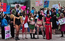 Hundreds gathered at the Alberta Legislature grounds in Edmonton to protest against victim blaming Marcha das Vadias.jpg