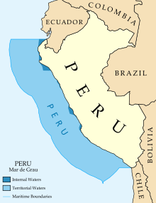 Peru's exclusive economic zone Maritime Claims of Peru.svg