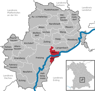 Poziția  Marzling pe harta districtului Freising