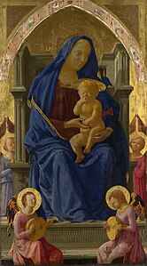 הגלימות הכחולות של מרים, אם ישו, מאת מזאצ'ו (1426) צוירו באולטראמרין.