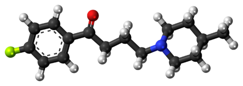 Space-filling model of the melperone molecule
