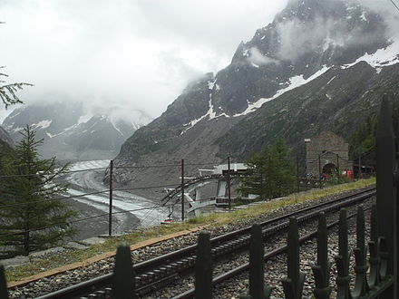 The Mer de Glace glacier can be reached by rack railway
