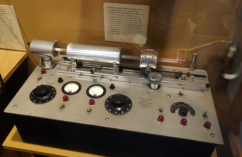 File:Micro-combustion apparatus, E. H. Sargent & Co., Chicago, c. 1940, used by Dr. Karl Paul Link to isolate dicoumarol, which led to Warfarin - Wisconsin Historical Museum - DSC03376.JPG