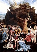 Моисей на горе Синай. Ок. 1550. Фреска. Галерея старых мастеров, Дрезден