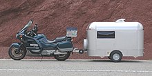 A Honda ST 1100 towing a caravan Motorcycle caravan trailer.jpg