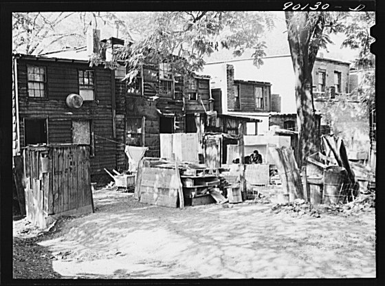 File:Negro slum area between D and C Streets off 1st Street, S.W. Washington, D.C. Most houses have five small rooms renting for twenty dollars and fifty cents a month, with rear wood kitchen shed, cold LCCN2017824195.tif