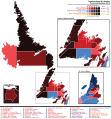 Newfoundland & Labrador general election 2015 - Winning party vote by riding