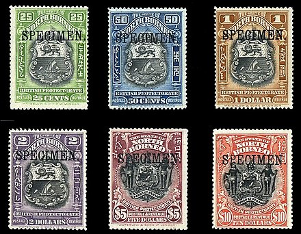 1911 specimen stamps of North Borneo