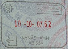 Passport stamp issued to ferry passengers to Gdańsk before Poland joined the Schengen Area