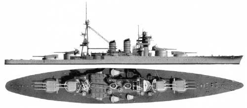 Office of Naval Intelligence drawing of the Conte di Cavour class, January 1943