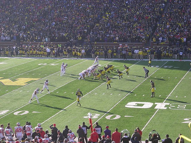 Ohio State lines up on offense near midfield.