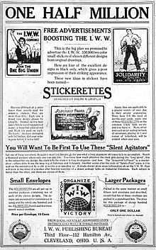 "One Half Million Stickerettes" Solidarity, November 20, 1915 One Half Million Stickerettes.jpg