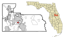 Orange County Florida, beépített és be nem épített területek Edgewood Highlighted.svg