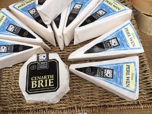 Pearl Wen Brie from Caws Cenarth Cheese Pearl Wen cheese, produced by Caws Cenarth Cheese.jpg