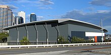 Western side viewed from Kwinana Freeway. PerthConventionExhibitionCentre4 gobeirne.jpg