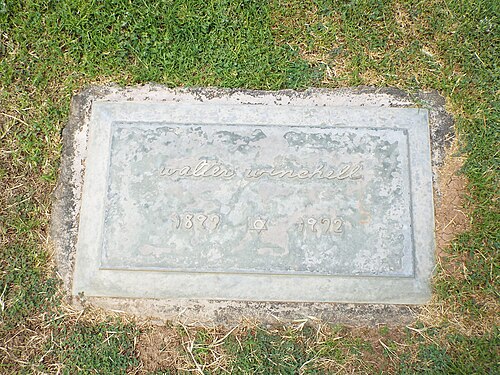 Grave site of Walter Winchell in Greenwood Memory Lawn