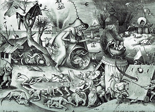 Engraving designed by Bruegel and published by Hieronymus Cock, The Seven Deadly Sins or the Seven Vices – Anger, 1558