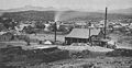 Southeast view of the mill and town of Pinal, circa 1880.