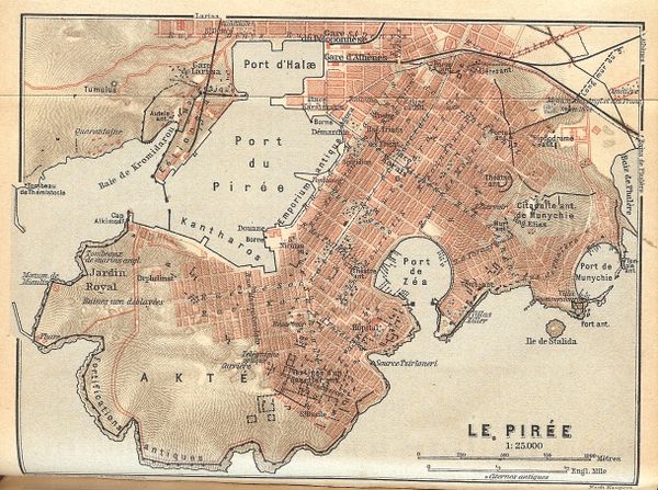 Map of Piraeus, designed according to the Hippodameian (grid) plan.