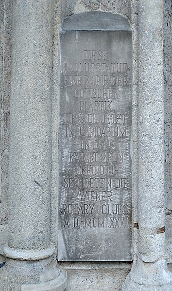 File:Plaque Paulus, Rotary Clubs, St. Stephens cathedral, Vienna.jpg